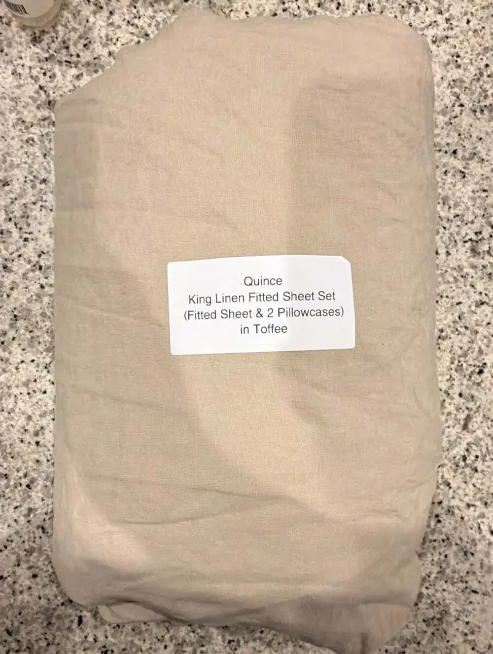 Quince King Linen Fitted Sheet Set in Toffee